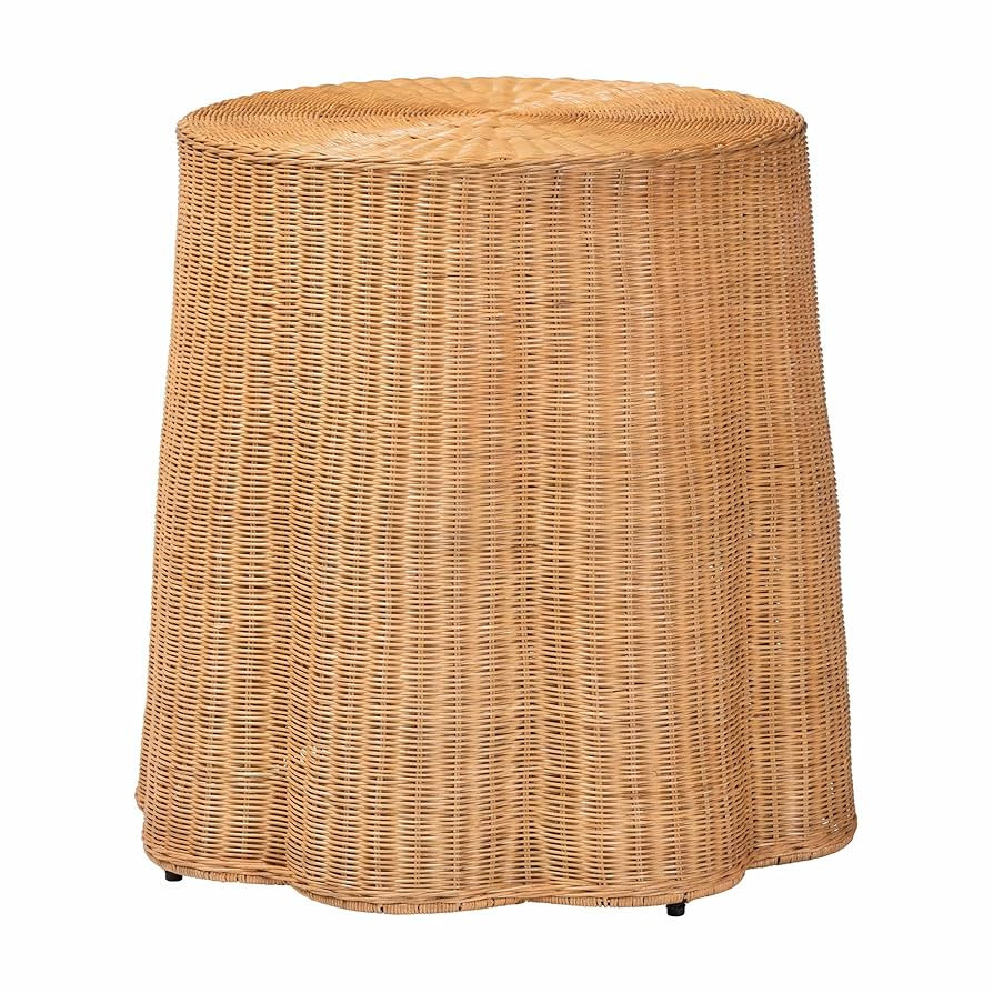 bali & pari Palm Scallop Rattan Console Table – Handwoven Wicker Round Accent Table for Living ... | Amazon (US)