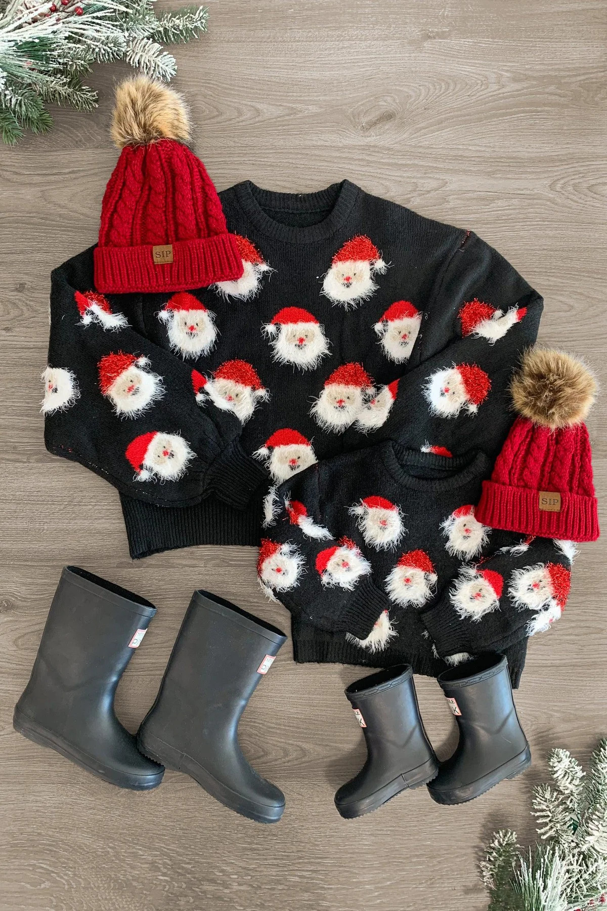 Mom & Me - Fuzzy Happy Santa Sweater | Sparkle In Pink