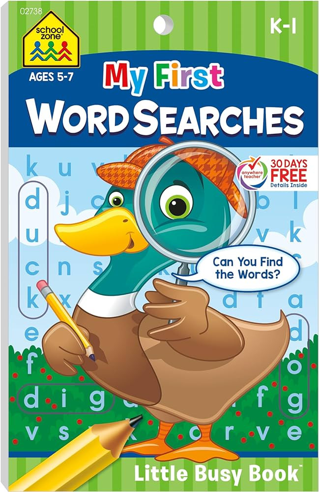 School Zone My First Word Searches Workbook: 48 Pages, Kindergarten, 1st Grade, Activity Pad, Sea... | Amazon (US)