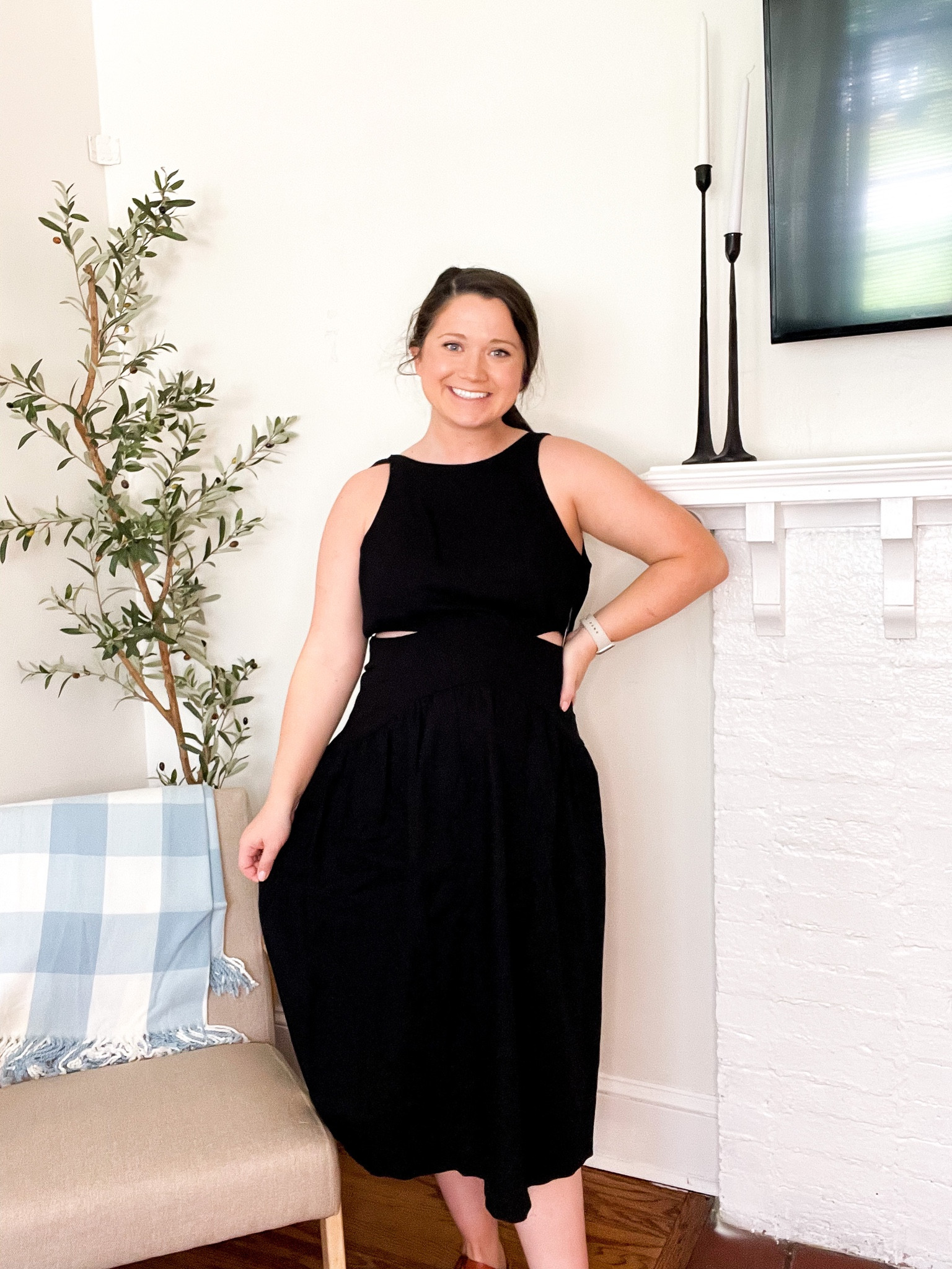 Midi dress. Black dress. Wedding guest dress. Linen dress. Dress with cut outs. Summer dress. Summer outfit. Vacation style

#LTKtravel #LTKwedding #LTKunder50