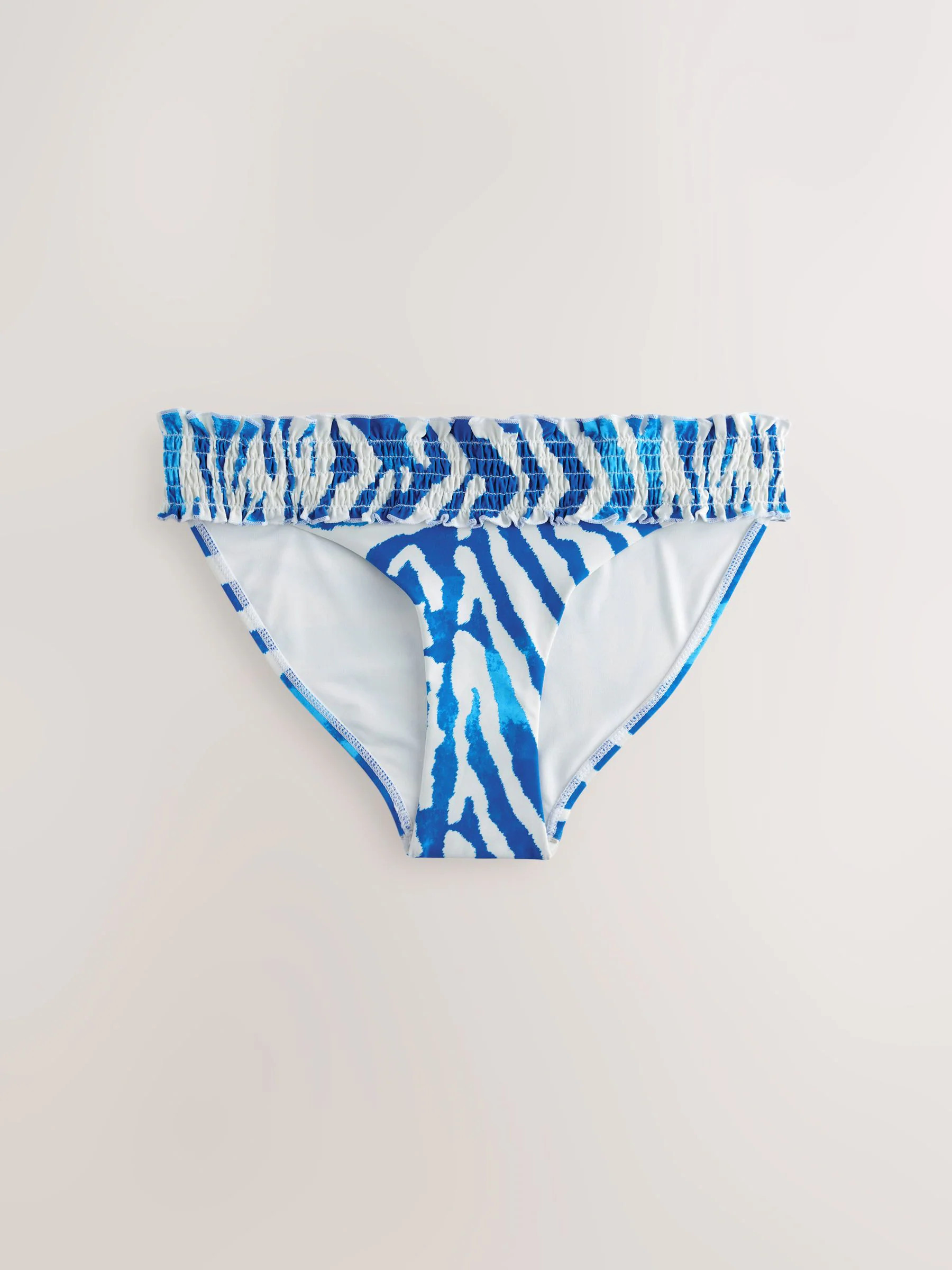 Next White/Blue Zebra Shirred High Leg Bikini Bottoms | Next US