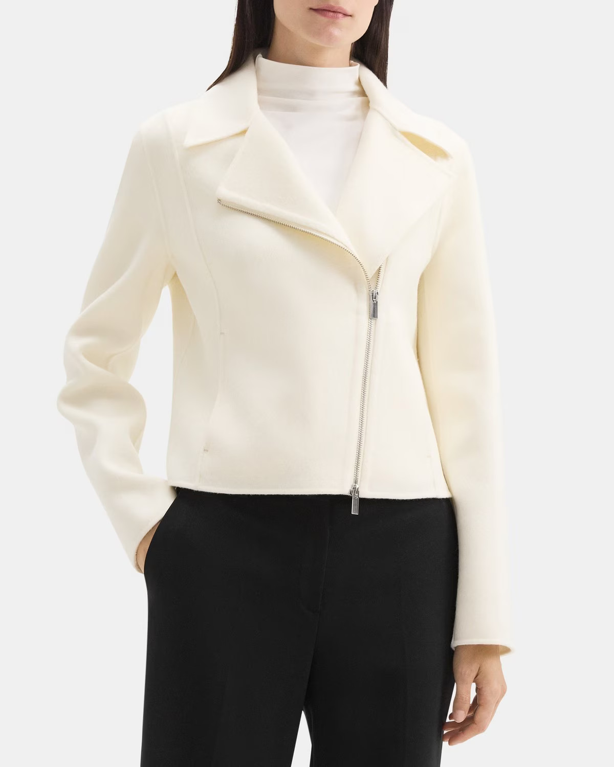 Double-Face Wool-Cashmere Moto Jacket | Theory Outlet | Theory Outlet