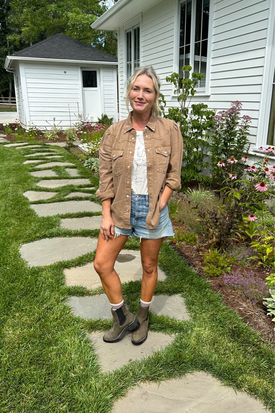 THIS SHIRT. I have it in two colors - the denim (in an XS) and in this warm neutral brown (in S). It’s the perfect weight for this time of year - not a shacket, but lightweight enough to tie around your waist and cozy enough to throw on over a t-shirt for a little warmth. It’s 40% off right now, too!!

#LTKstyletip #LTKsalealert #LTKover40