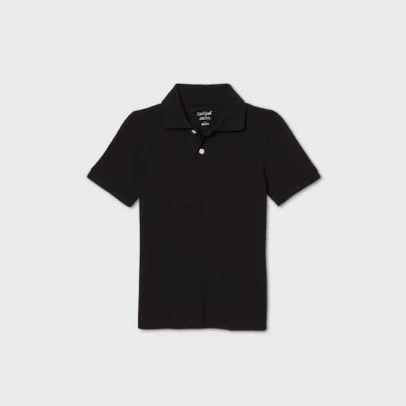 Boys' Short Sleeve Stretch Pique Uniform Polo Shirt - Cat & Jack™ Black | Target