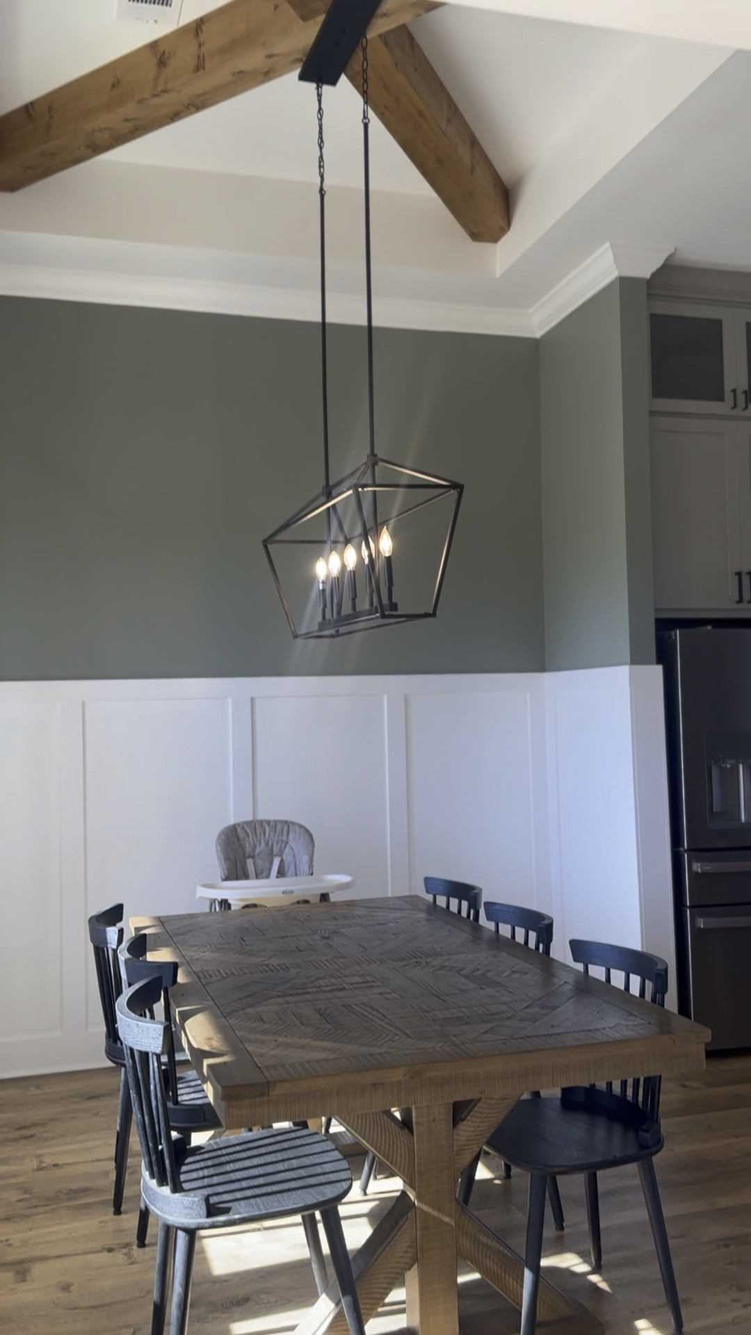 Our farmhouse dining room. We still have a long way to go to make our forever home feel like home. We are updating everything little by little. I will eventually get a rug, some wall decor, and style the table better! 

#LTKHome