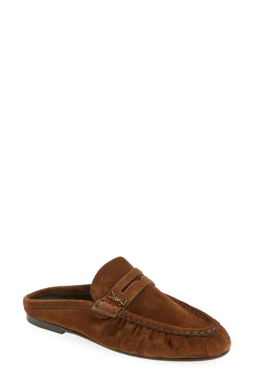 Saint Laurent Le Penny Loafer Mule in Brown at Nordstrom, Size 40 | Nordstrom