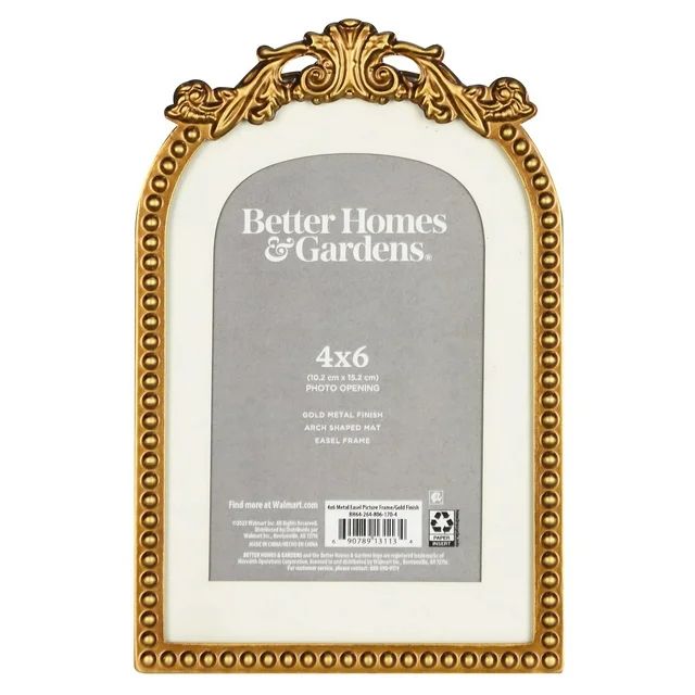 Better Homes & Gardens 4x6 Primrose Tabletop Picture Frame, Gold | Walmart (US)