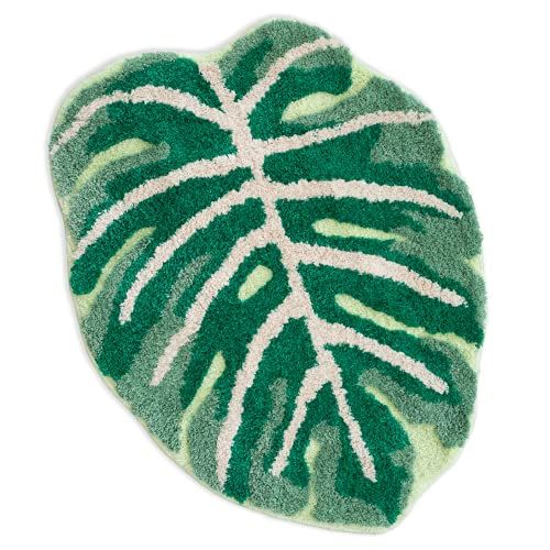 FrecklePot FRECKLEPOT Monstera Non Slip Bath Mat or Kitchen Tufted Rug,Plant Leaf Shaped Kids Pets F | Amazon (US)
