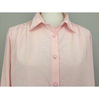 Light Pink Blouse Plus Size 1x 2x Long Sleeve Button Up Minimalist Pastel 1970S Vintage Clothing Wom | Etsy (US)
