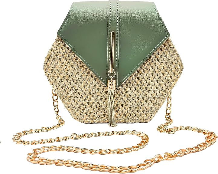Crossbody Handbags Straw Shoulder Bags Summer Clutch Purse with Tassel | Amazon (US)