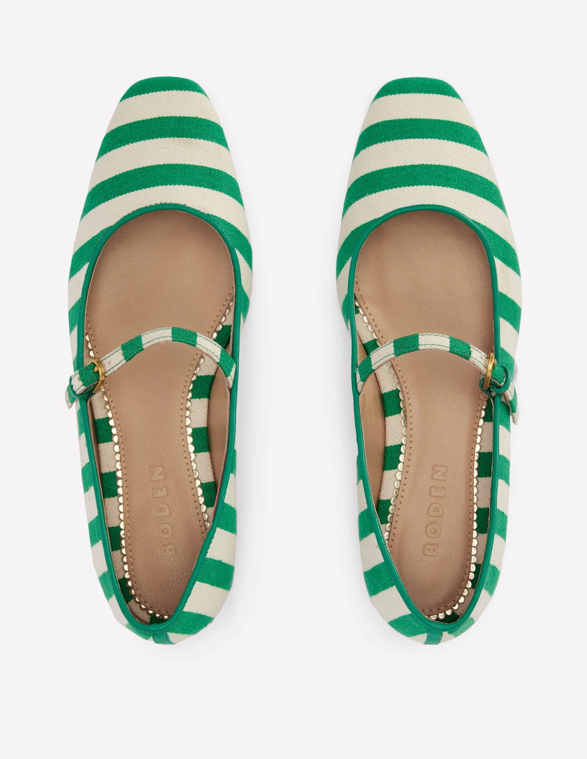 Penelope Mary Jane Flat-Rich Emerald Stripe | Boden (US)