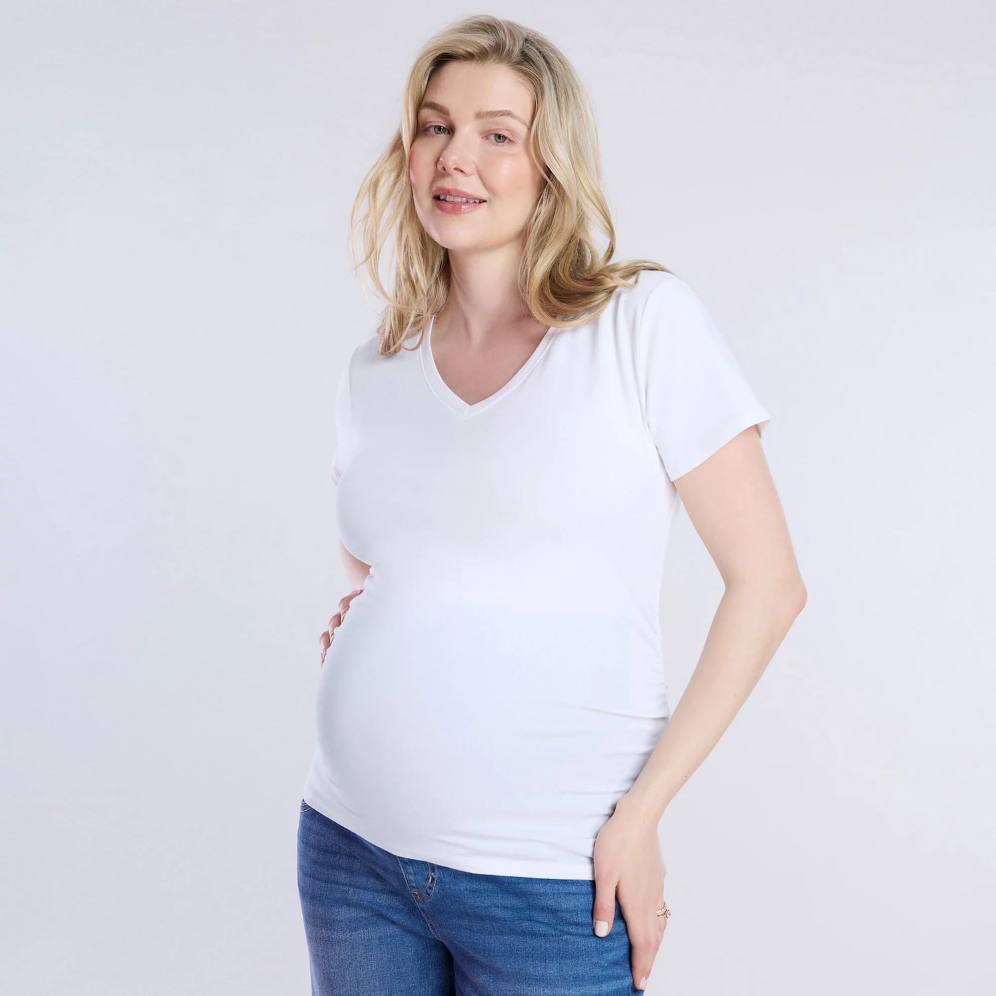Maternity Motherhood® Side Ruched V-Neck Tee | Kohl's