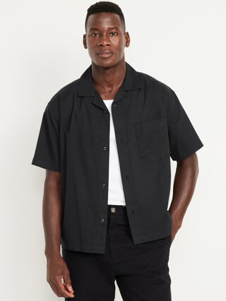 Short-Sleeve Crop Camp Shirt | Old Navy (US)