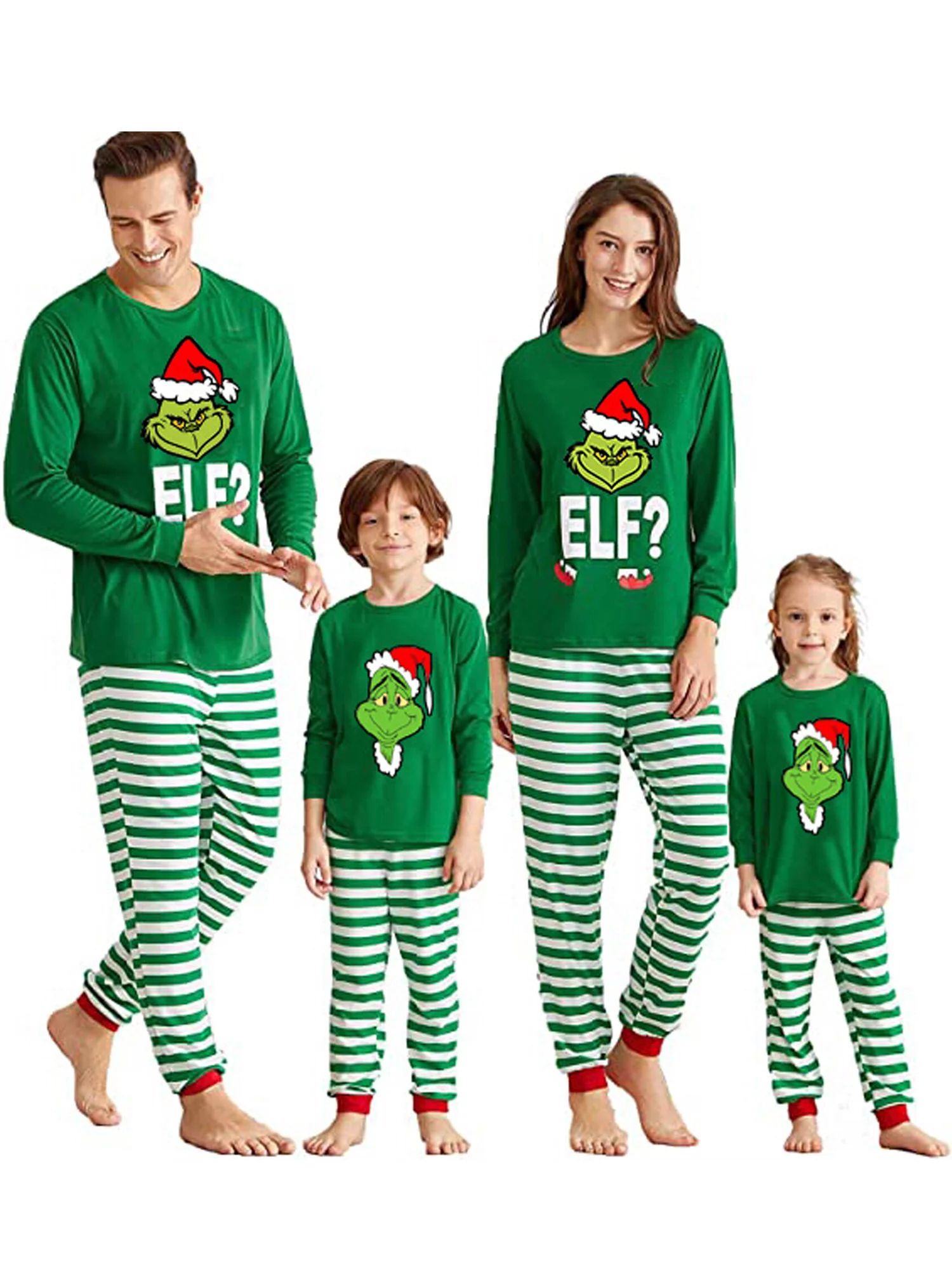AvoDovA Christmas Family Matching Pajamas Set Xmas Elf Tops Striped Pants Sleepwear Nightwear - W... | Walmart (US)