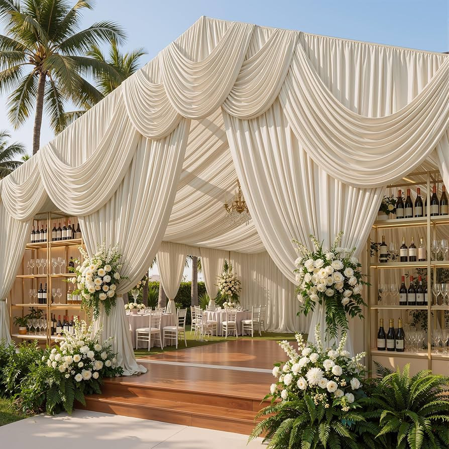 50ftx40ft Beige Ceiling Curtain for Wedding Parties | Amazon (US)