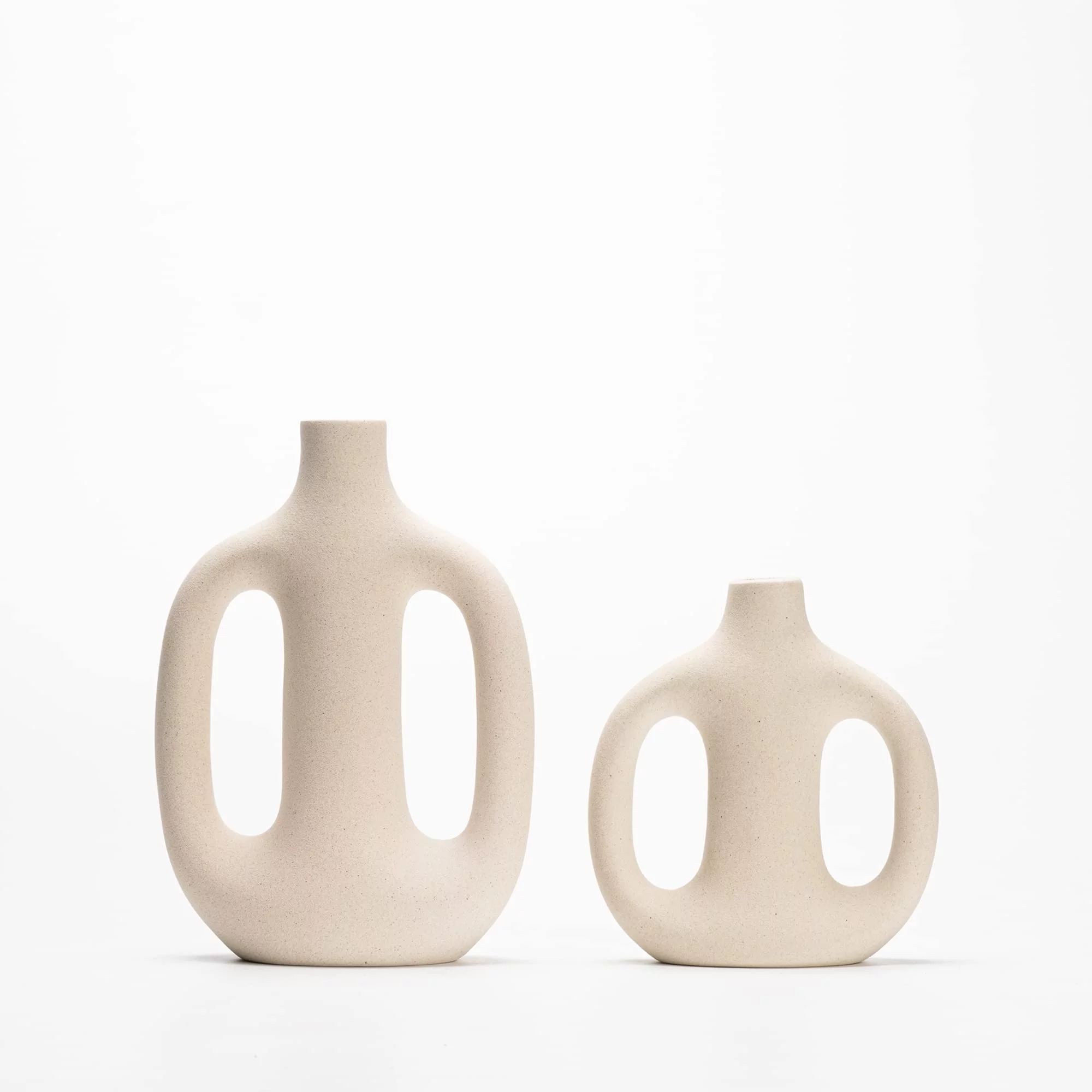 Kimisty Off White Ceramic Vases Set of 2, Modern Floral Vase, Pampas Decor for Flowers, Nordic Mi... | Walmart (US)