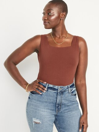 Sleeveless Square-Neck Cotton-Blend Bodysuit for Women | Old Navy (US)