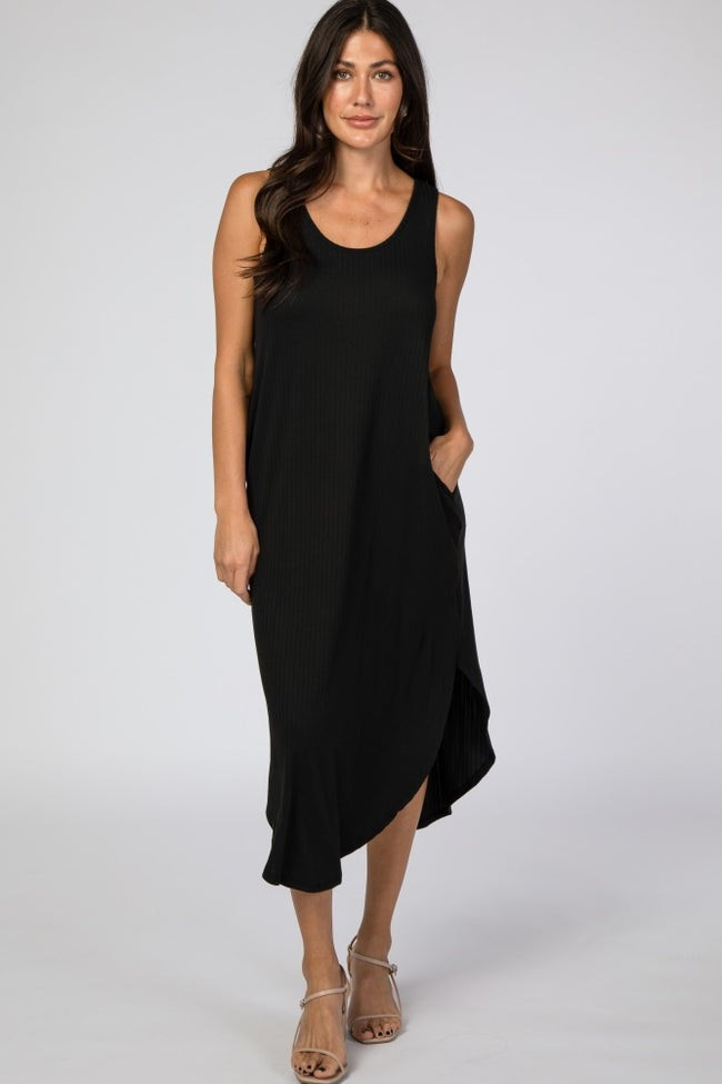 Black Ribbed Maxi Dress | PinkBlush Maternity