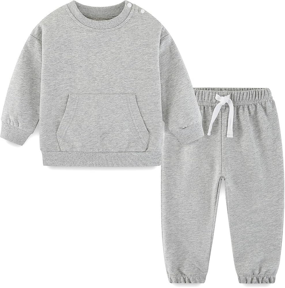 Fullfamous Baby and Toddler Boys 100% Cotton 2 Piece Long Sleeve Sweatshirt and Sweatpant Jogger ... | Amazon (US)