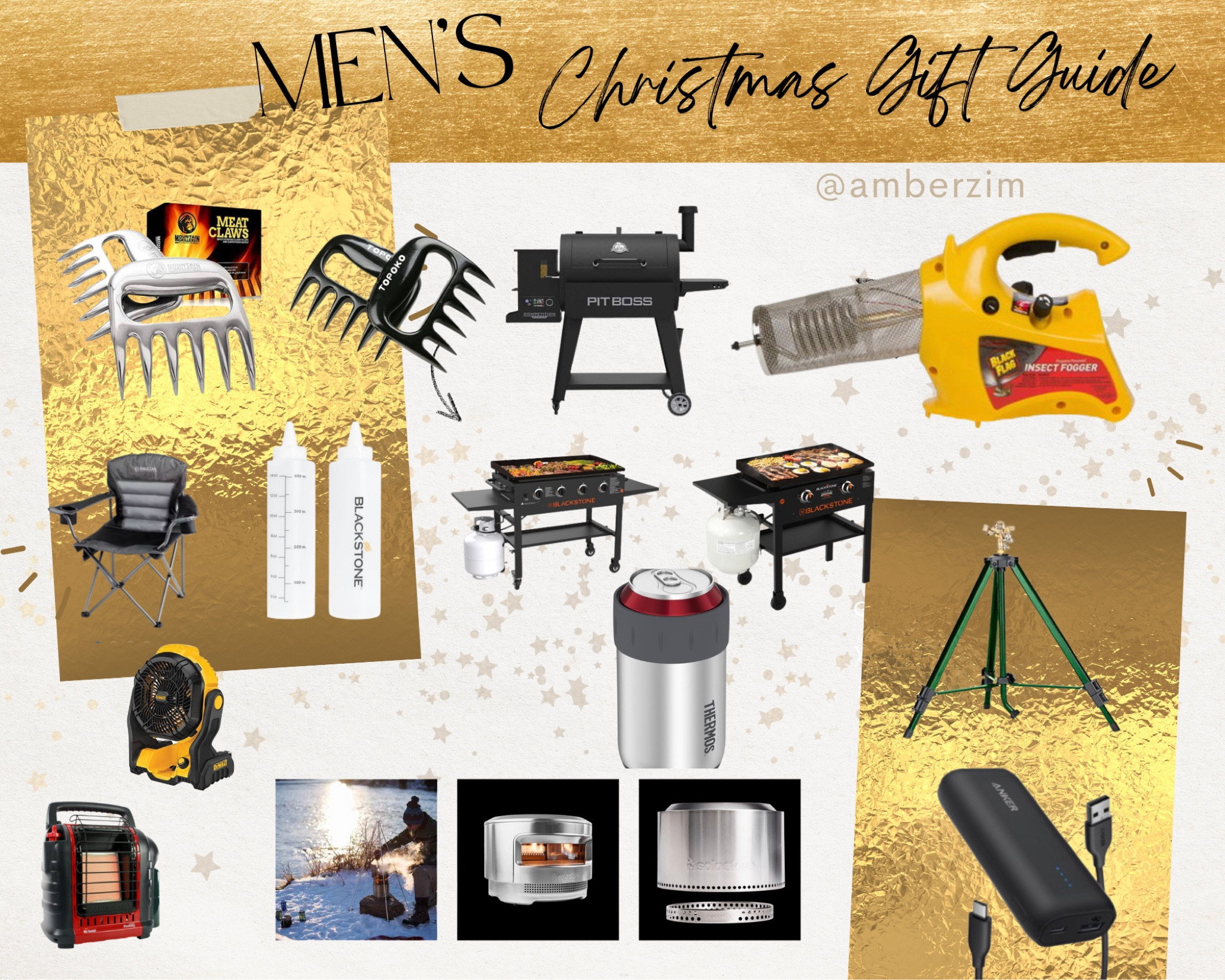 Men Christmas gift guide. Solo stove, pit boss, thermos coozie, sprinkler, portable charger, portable heater, meat claws, fogger, black stone griddle, camping stove, golf 

#LTKHoliday #LTKfamily #LTKSeasonal