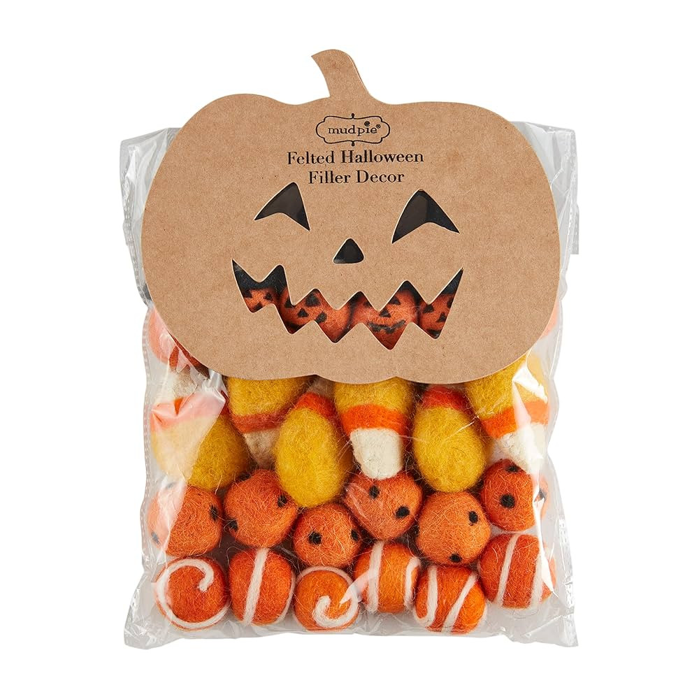 Mud Pie Felted Halloween Fill, Pumpkin, Bag Approx: 6" x 10", Filler 2" x 1.5" | Amazon (US)