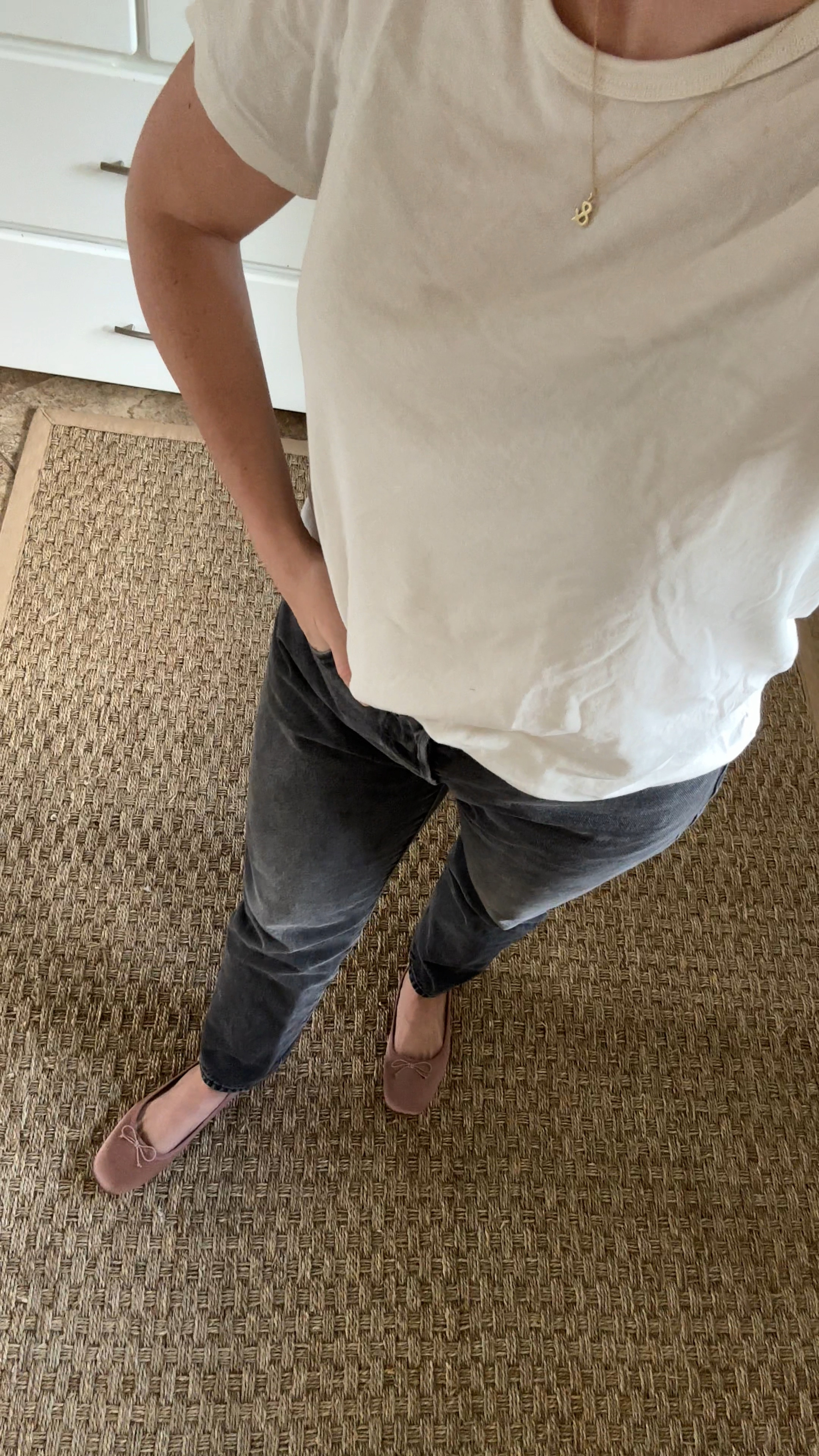 Go to fall uniform. Something about wearing jeans instead of leggings makes me feel more put together 😅 

Black denim, ballet flats, cream shirt, natural fiber rug

#LTKfindsunder100 #LTKstyletip #LTKVideo