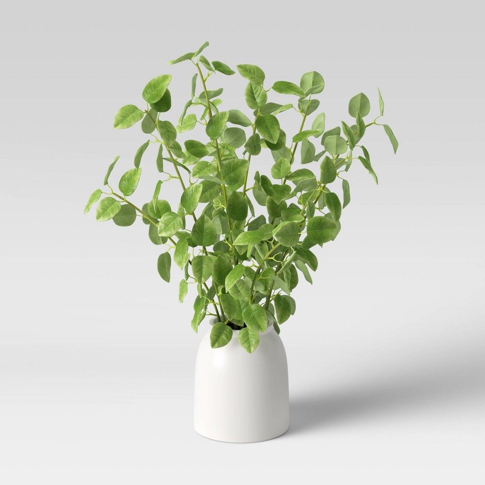 26"" x 16"" Artificial Evergreen Leafy Stem Plant in Vase Tan - Threshold | Target