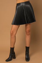 Amelia Pleated Faux Leather Mini Skirt - Black | Petal & Pup (US)