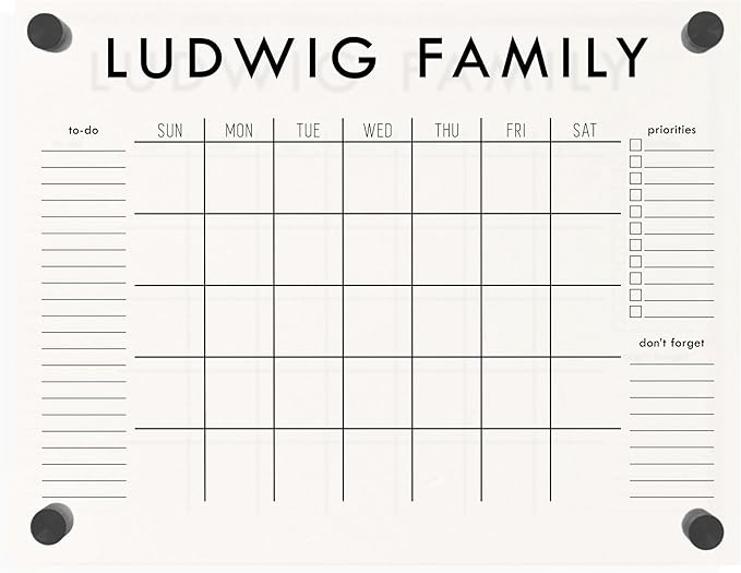 Personalized Clear Acrylic Calendar for Wall, Calendar Whiteboard for Wall, Dry Erase Calendar fo... | Amazon (US)