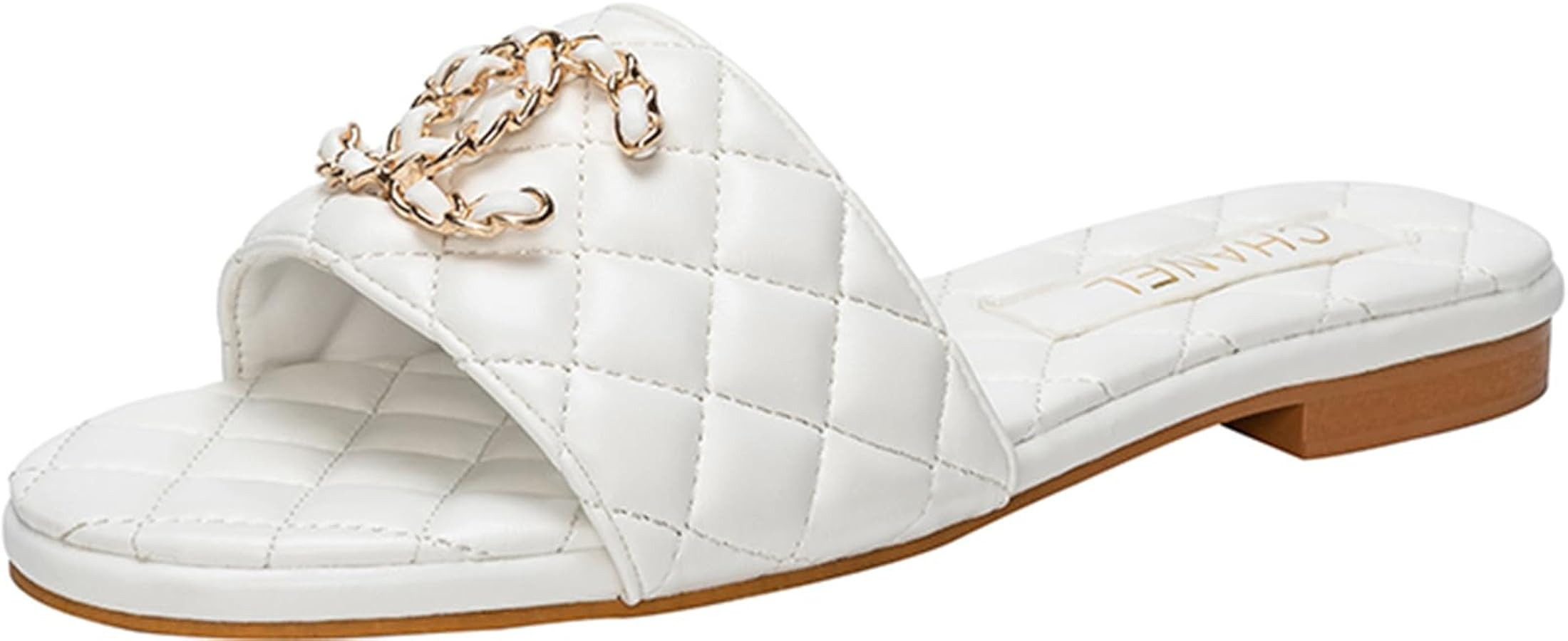 Quilted Leather Sandals for Women - Casual Open Toe Flat Sandals for Women - Trendy Slip On Women... | Amazon (US)