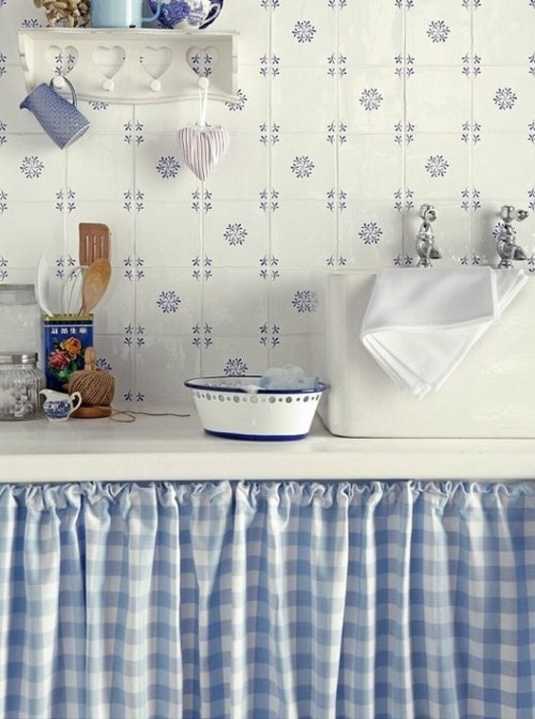 Under Sink Curtain Skirt, Lightweight Gingham Check in 10 Colors, Unlined, Custom Made, Under Cou... | Etsy (US)