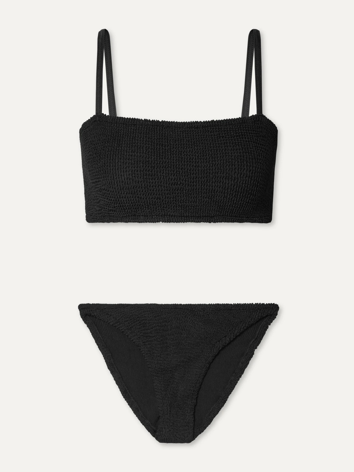 Hunza G - Gigi Seersucker Bikini - Black | NET-A-PORTER (UK & EU)