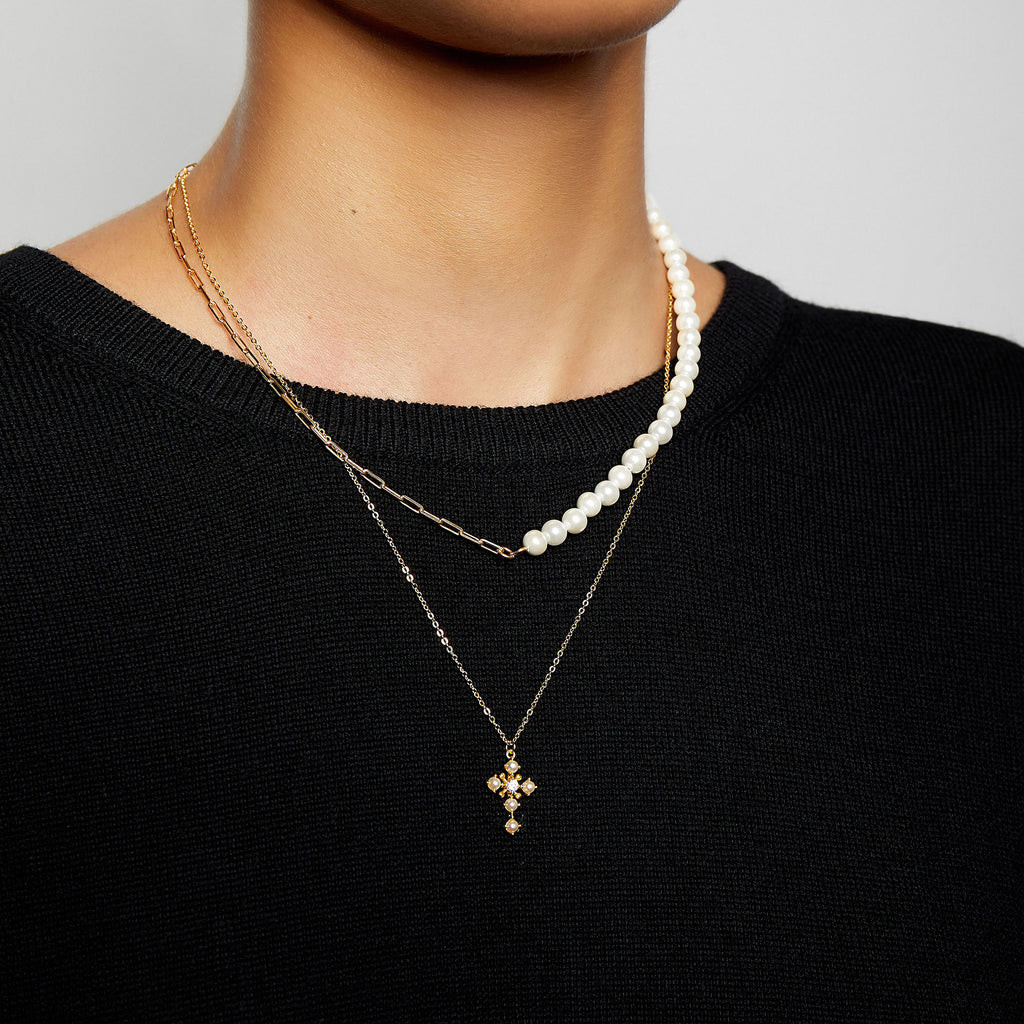 THE PEARL STONE CROSS NECKLACE | The M Jewelers