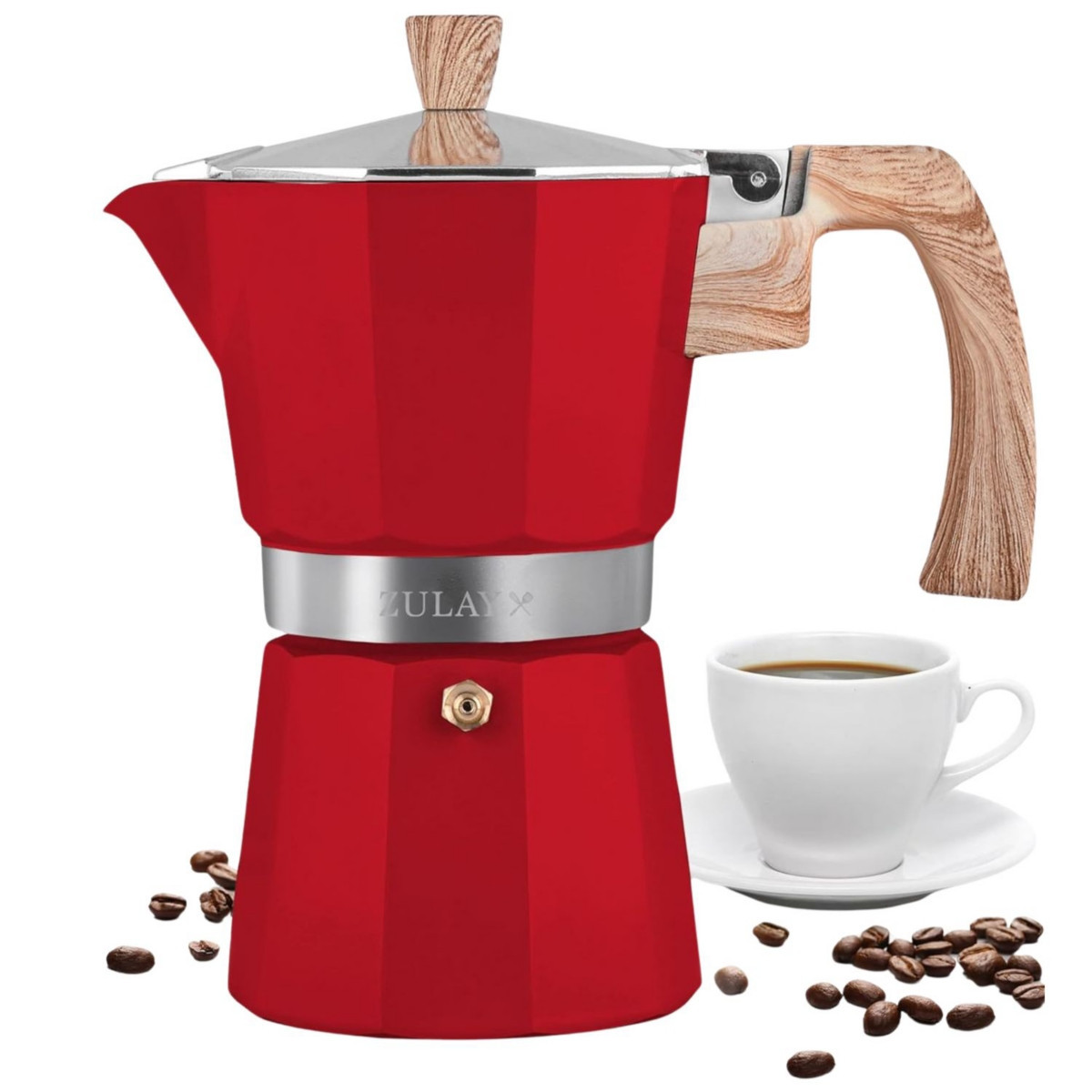 5.5 Cups Classic Stovetop Italian Style Espresso Maker Moka Pot - Red | Macy's