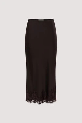 SELENE ESPRESSO SATIN MIDI SKIRT | DISSH