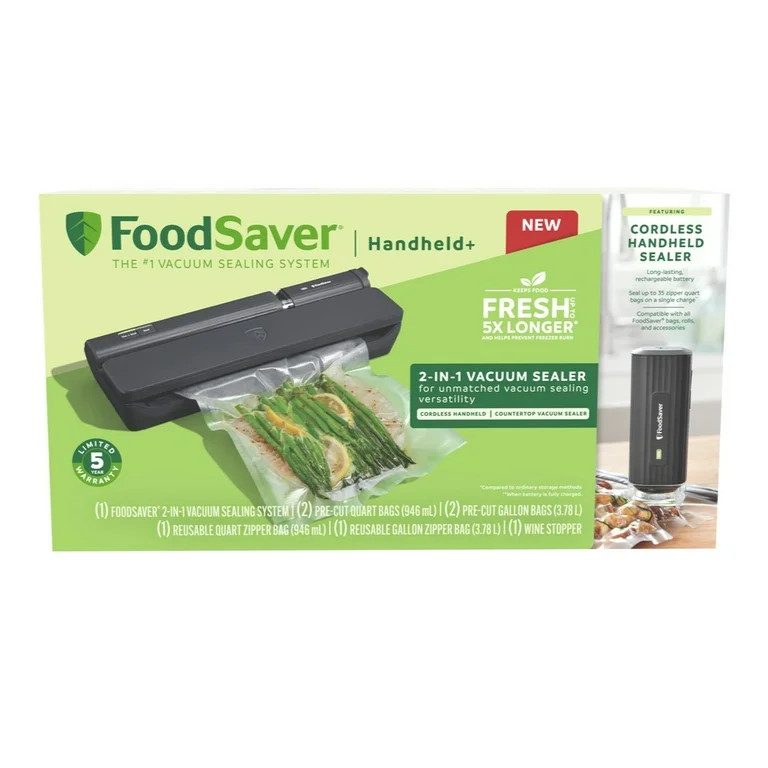 FoodSaver Handheld+ 2-in-1 Vacuum Sealing System, Handheld and Countertop Vacuum Sealer, Matte Bl... | Walmart (US)