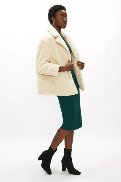 Short Borg Coat | Debenhams UK