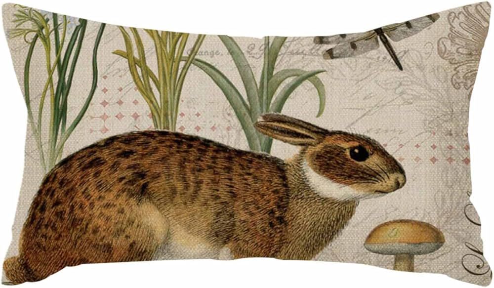 IBILIU Throw Pillow Covers Modern Vintage French Rabbit in The Garden Cushion Pillow Case Home De... | Amazon (US)