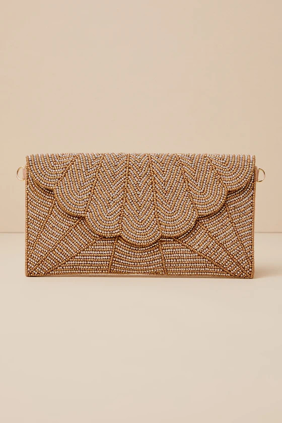 Junipero Gold Beaded Clutch | Lulus