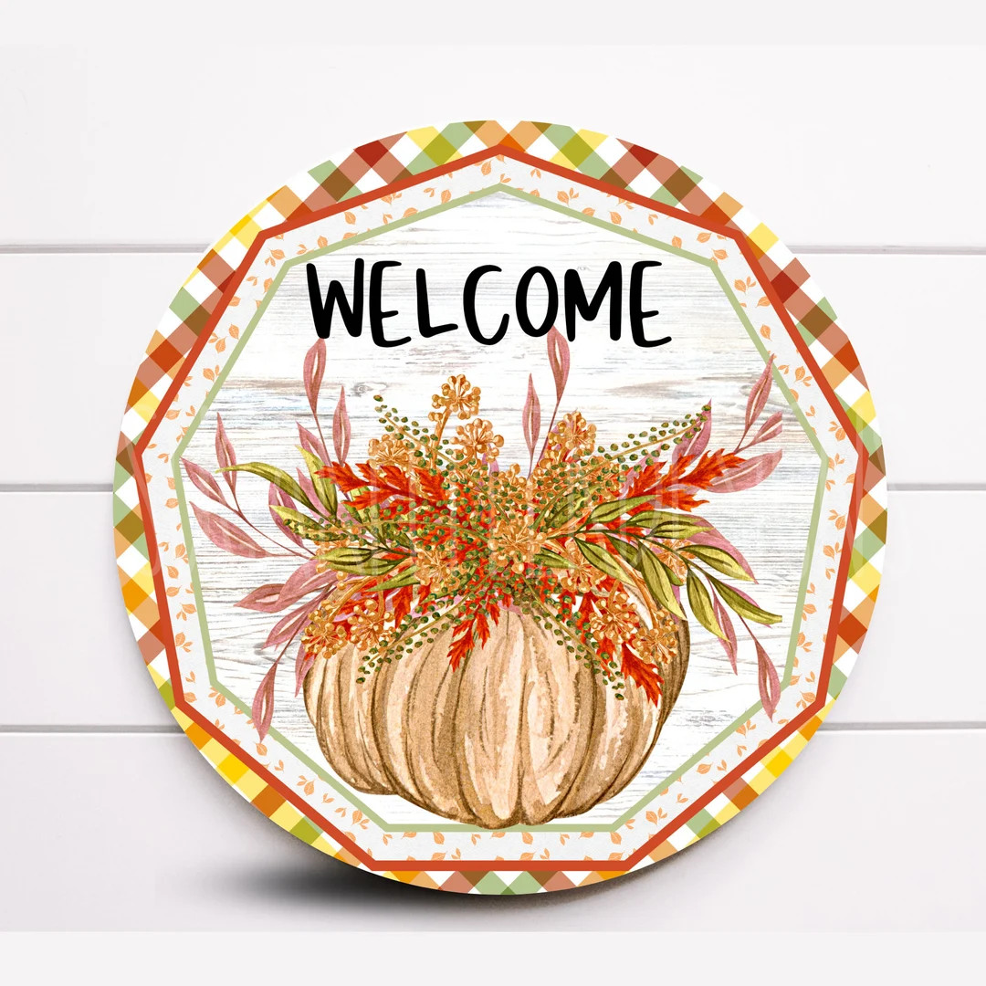 Wreath Sign, Fall Rustic Floral Wreath Sign, Rustic Farmhouse Wreath, Signs for Wreaths, Door Dec... | Etsy (US)