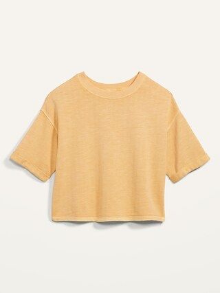 Oversized Garment-Dyed Cali-Fleece Elbow-Sleeve Sweatshirt for Women | Old Navy (US)