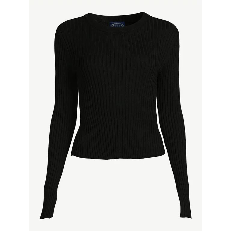 Scoop Women’s Rib Knit Sweater with Long Sleeves, Sizes XS-XXL - Walmart.com | Walmart (US)