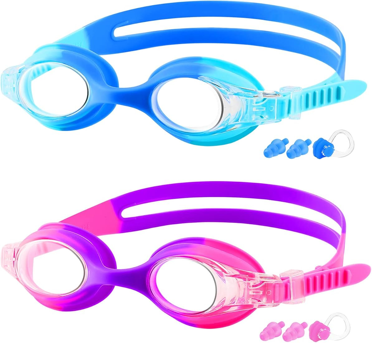 COOLOO Kids Goggles for Swimming for Age 3-15, 2 Pack Kids Swim Goggles with Nose Cover, No Leaki... | Amazon (US)