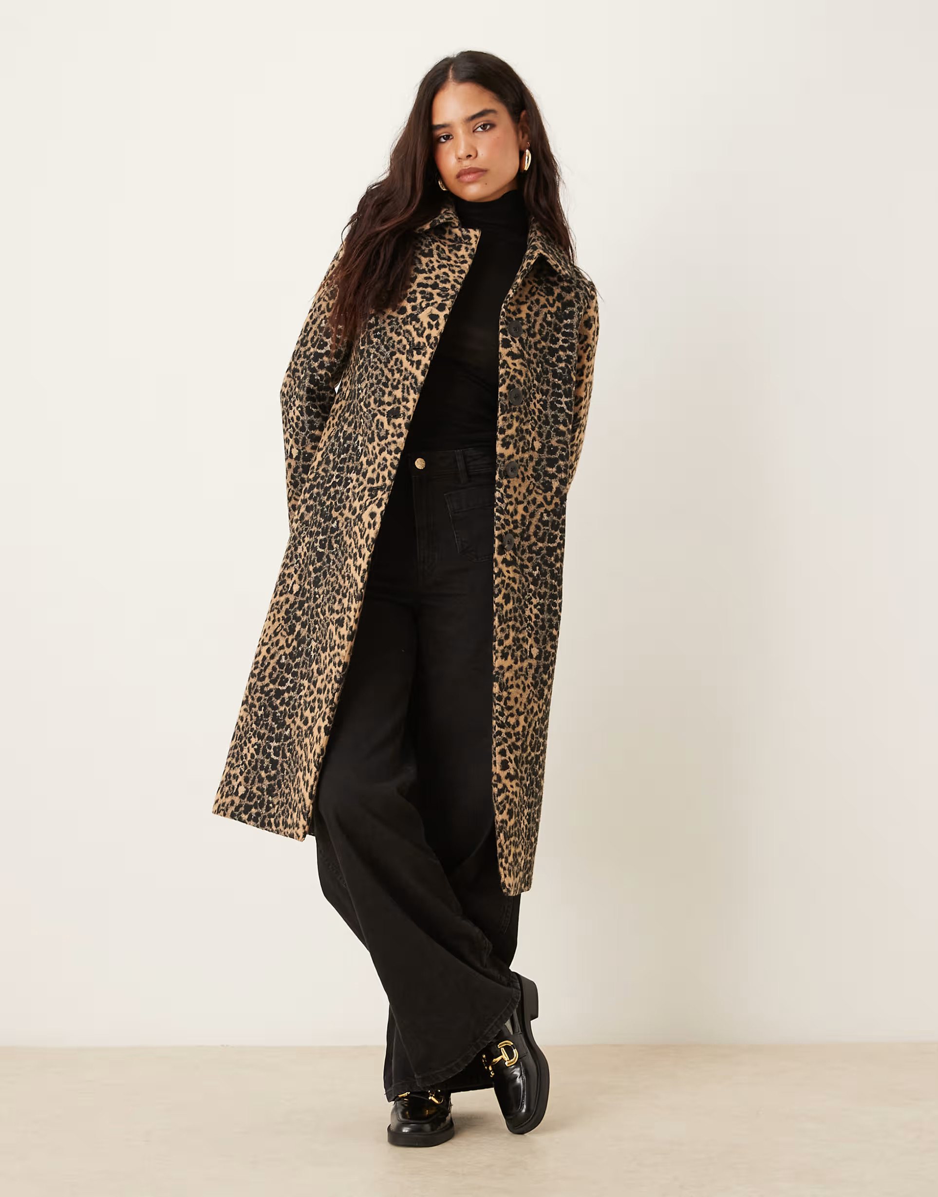 Mango wool mix tailored maxi coat in leopard print | ASOS (Global)