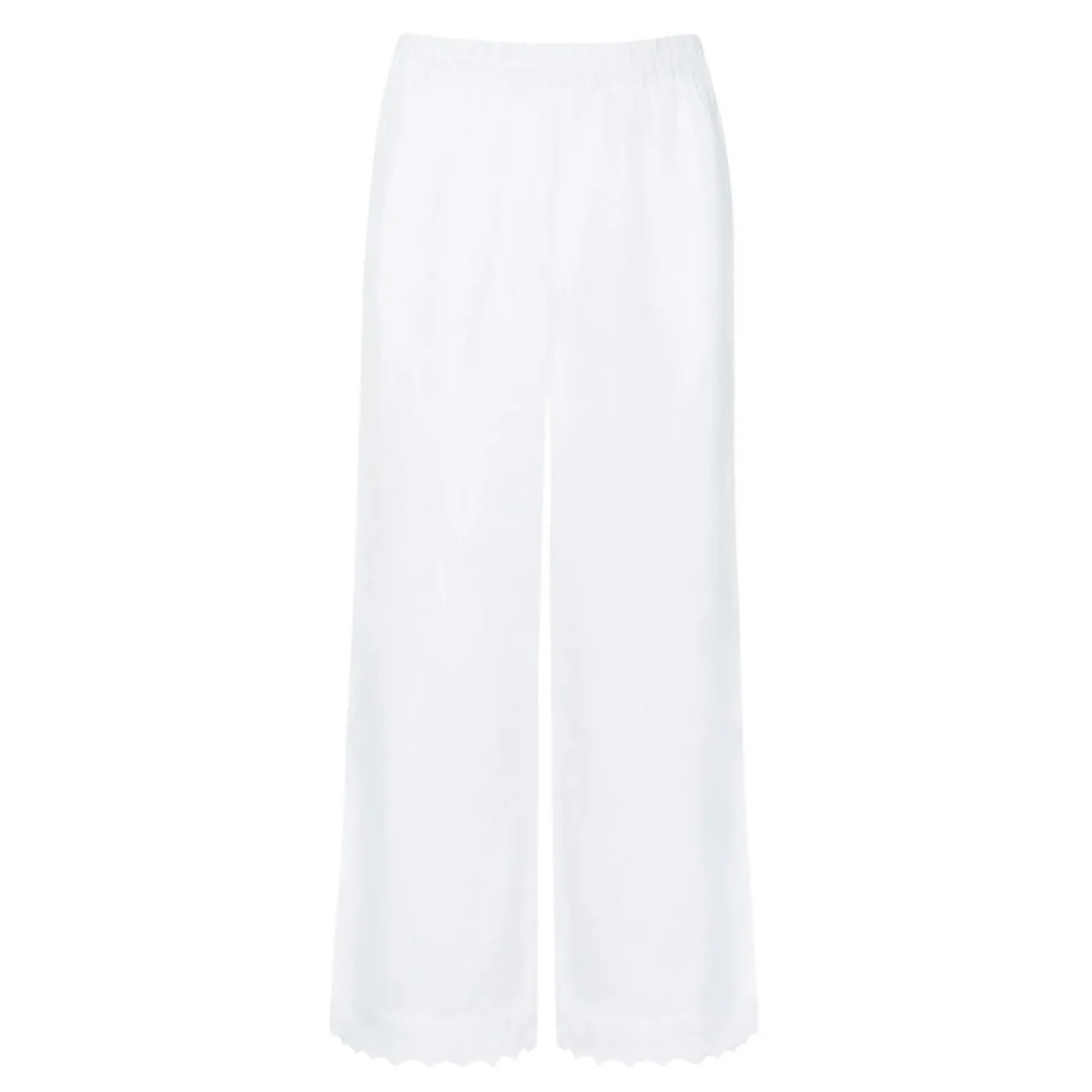 women's white scalloped linen beach pant | Minnow