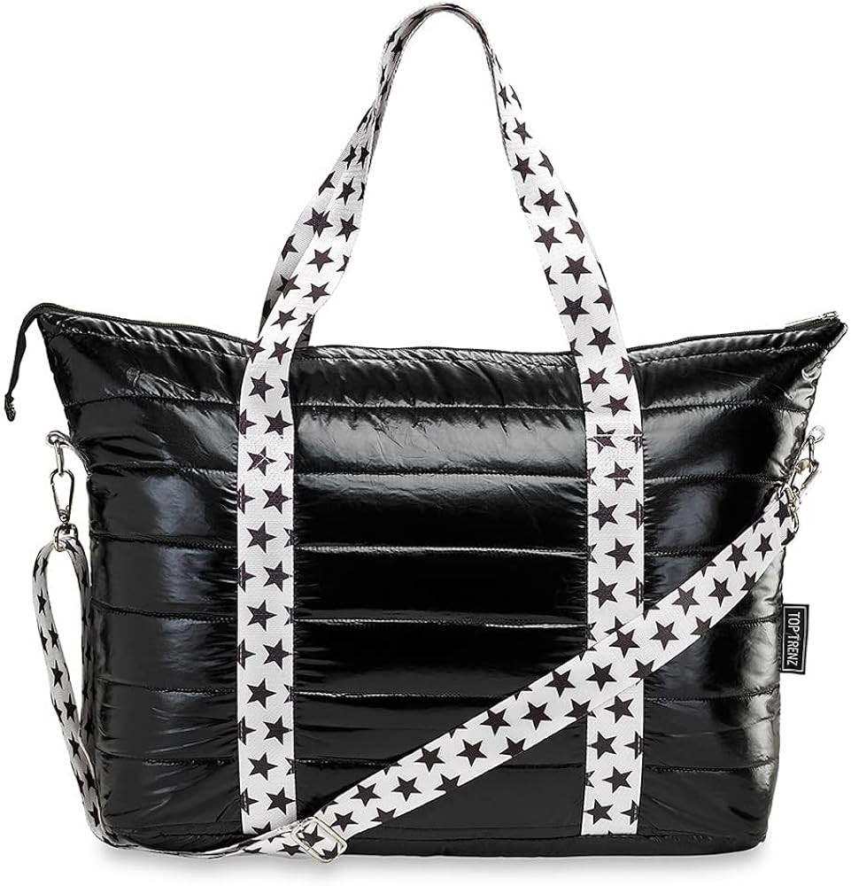 TOP TRENZ Puffer Tote Bag - Weekender Bag for Women of All Ages - Perfect Overnight Bag for Travel,  | Amazon (US)
