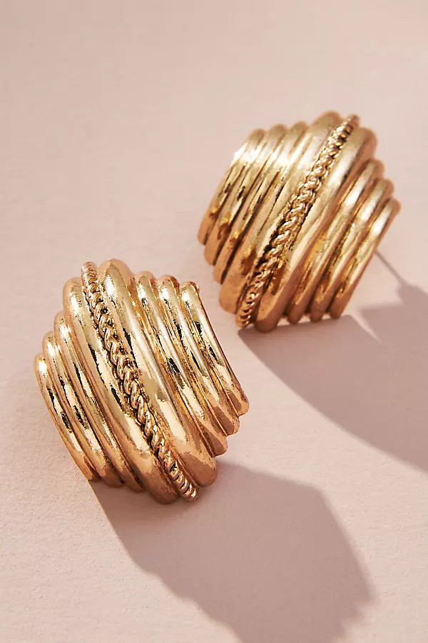The Restored Vintage Collection: Wide Ribbed Post Earrings | Anthropologie (US)