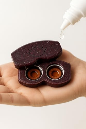 Corian® Contact Lens Case | Premium Non-Plastic Contact Lens Holder | Hygienic Non-Porous Solid Surface Lens Case with Magnetic Lid | Leak-Proof, Durable, Travel-Friendly (Garnet Night) | Amazon (US)