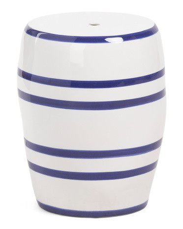 17.25in Striped Decorative Ceramic Stool | TJ Maxx