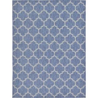 Unique Loom Outdoor Trellis Blue 9' 0 x 12' 0 Area Rug-3128998 - The Home Depot | The Home Depot
